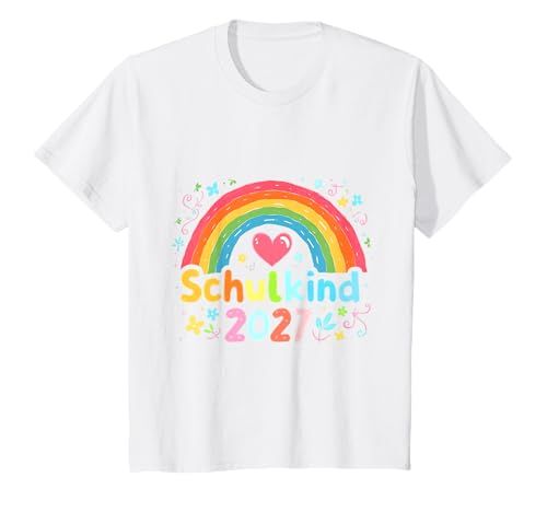 Schulkind 2027 Regenbogen Mädchen Einschulung 2027 Mädchen T-Shirt von Kitaabgänger 2027 Mädchen Regenbogen Schultüte