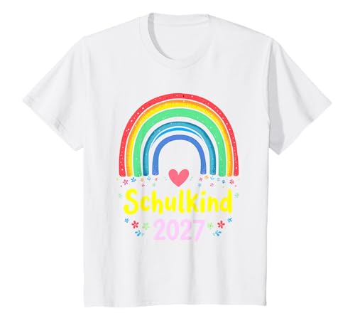 Schulkind 2027 Regenbogen Mädchen Einschulung 2027 Mädchen T-Shirt von Kitaabgänger 2027 Mädchen Regenbogen Schultüte