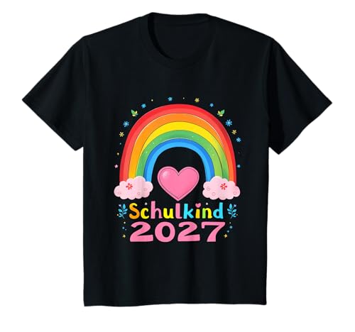 Schulkind 2027 Regenbogen Mädchen Einschulung 2027 Mädchen T-Shirt von Kitaabgänger 2027 Mädchen Regenbogen Schultüte