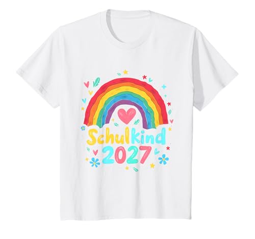 Schulkind 2027 Regenbogen Mädchen Einschulung 2027 Mädchen T-Shirt von Kitaabgänger 2027 Mädchen Regenbogen Schultüte