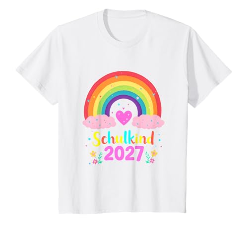 Schulkind 2027 Regenbogen Mädchen Einschulung 2027 Mädchen T-Shirt von Kitaabgänger 2027 Mädchen Regenbogen Schultüte