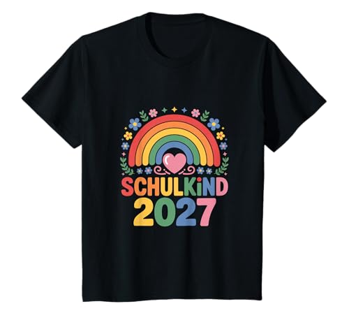 Schulkind 2027 Regenbogen Mädchen Einschulung 2027 Mädchen T-Shirt von Kitaabgänger 2027 Mädchen Regenbogen Schultüte
