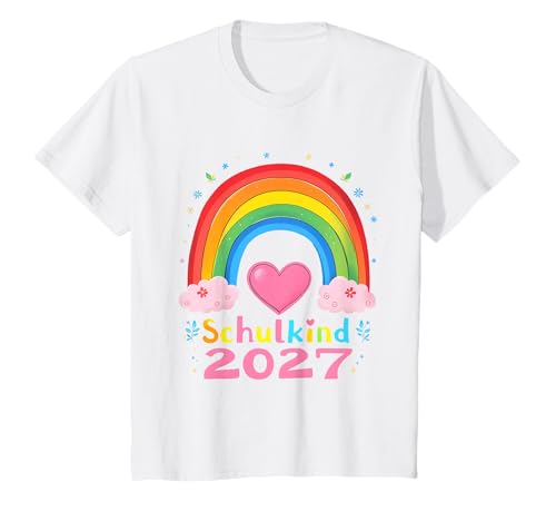 Schulkind 2027 Regenbogen Mädchen Einschulung 2027 Mädchen T-Shirt von Kitaabgänger 2027 Mädchen Regenbogen Schultüte