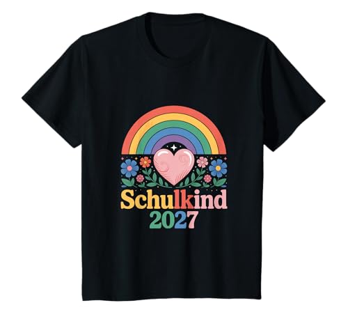 Schulkind 2027 Regenbogen Mädchen Einschulung 2027 Mädchen T-Shirt von Kitaabgänger 2027 Mädchen Regenbogen Schultüte