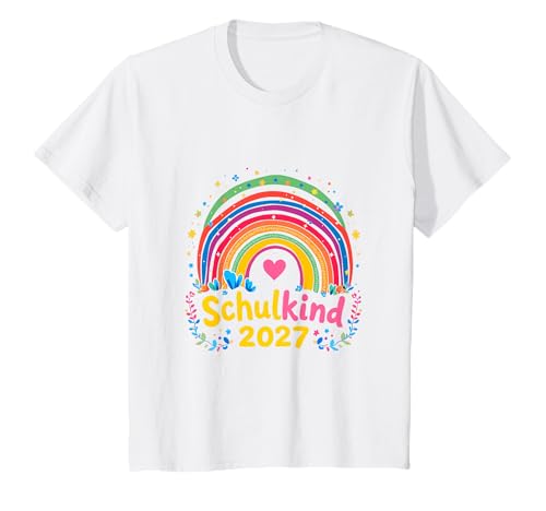 Schulkind 2027 Regenbogen Mädchen Einschulung 2027 Mädchen T-Shirt von Kitaabgänger 2027 Mädchen Regenbogen Schultüte