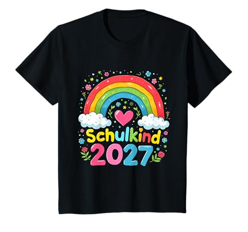 Schulkind 2027 Regenbogen Mädchen Einschulung 2027 Mädchen T-Shirt von Kitaabgänger 2027 Mädchen Regenbogen Schultüte
