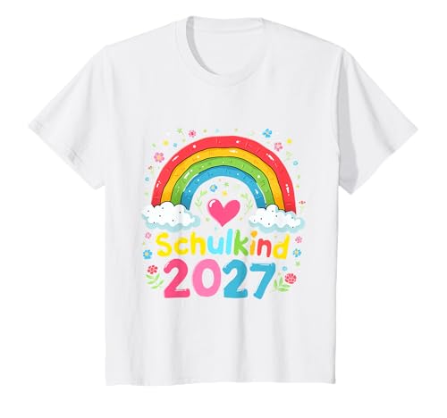 Schulkind 2027 Regenbogen Mädchen Einschulung 2027 Mädchen T-Shirt von Kitaabgänger 2027 Mädchen Regenbogen Schultüte