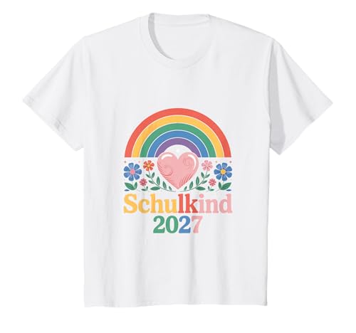 Schulkind 2027 Regenbogen Mädchen Einschulung 2027 Mädchen T-Shirt von Kitaabgänger 2027 Mädchen Regenbogen Schultüte