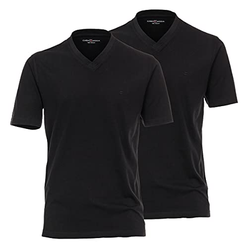 Doppelpack V-Ausschnitt T-Shirt schwarz Casamoda Übergröße, XL Größe:4XL von Kitaro