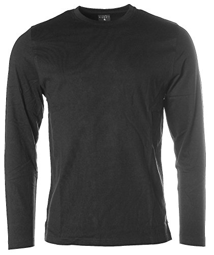 Kitaro Herren Basic Langarm Shirt -Shirt Rundhals Schwarz XL von Kitaro