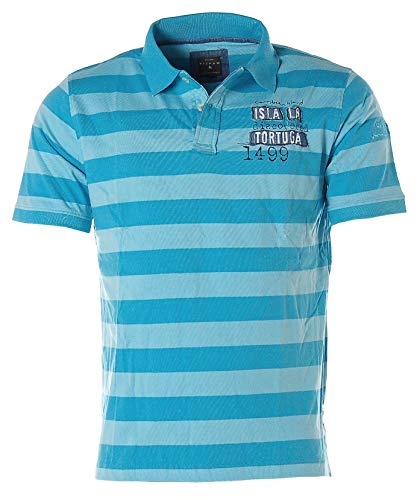 Kitaro Herren Kurzarm Shirt Poloshirt Polokragen Streifen -Isla la Tortuga- Blau M von Kitaro