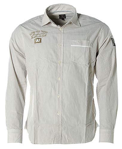 Kitaro Herren Langarm Shirt Hemd Freizeithemd Streifen Polo Trophy Moon Rock M von Kitaro