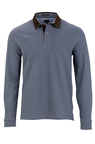 Kitaro Herren Langarm Shirt Poloshirt Polokragen -URBAN FIT- (Blau Melange, XXL) von Kitaro