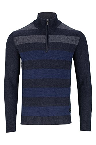 Kitaro Herren Pullover Strick Troyer-Kragen Streifen -Buenos Aires- (Anthrazit Melange, XL) von Kitaro