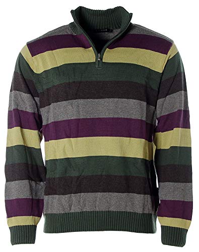 Kitaro Herren Pullover Strick Troyer Stehkragen Streifen Deep Forest L von Kitaro
