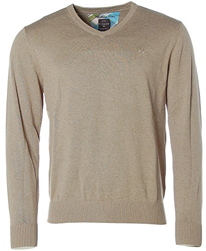 Kitaro Herren Pullover Strick V-Ausschnitt Brilliant Cotton Simple Taupe Melange M von Kitaro