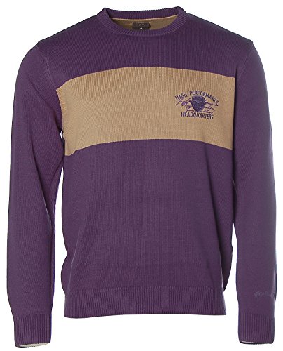 Kitaro Herren Rundhals Strick Pullover Lila M von Kitaro