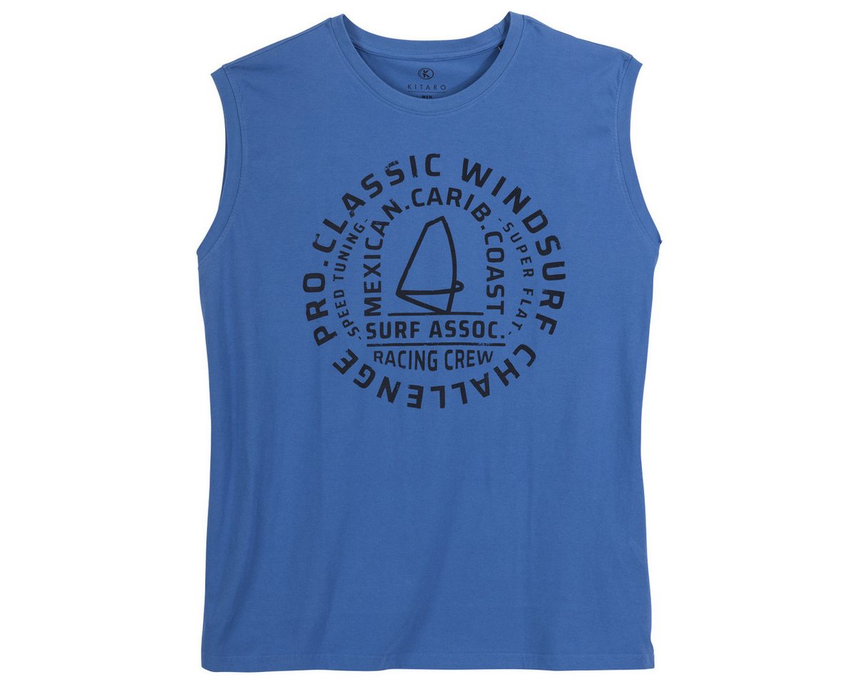Kitaro Muscleshirt Kitaro Tanktop Übergröße royalblau Surf-Print von Kitaro