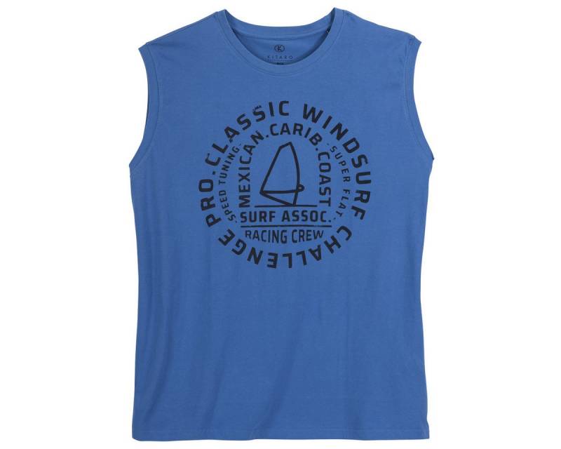 Kitaro Muscleshirt Kitaro Tanktop Übergröße royalblau Surf-Print von Kitaro