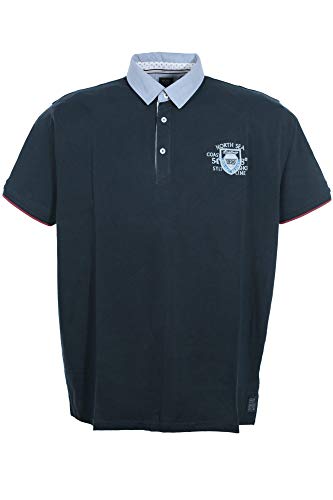 Kitaro Polosweat Polo Sweat Shirt Herren Langarm Baumwolle Blau Marine Plusgröße 