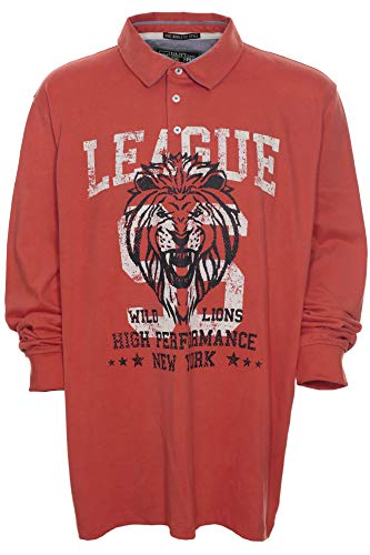 Kitaro Polosweat Polo Sweat Shirt Herren Langarm Baumwolle Plusgröße, Farbe:rot, Herrengrößen:3XL von Kitaro