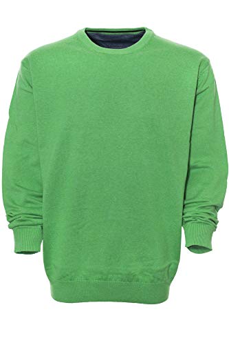 Kitaro Pullover Feinstrick Pulli Knit Basic Herren Langarm Baumwolle Rundhals, Herrengrößen:XXL, Farbe:grün von Kitaro