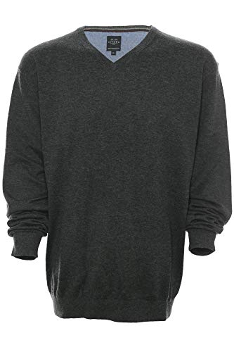 Kitaro Pullover Feinstrick Pulli V Ausschnitt Wolle Baumwolle Herren Langarm, Herrengrößen:XXL, Farbe:dunkelgrau von Kitaro