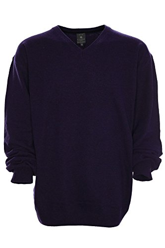 Kitaro Pullover Herren Langarm Lammwolle Made in Italy, Farbe:lila, Herrengrößen:3XL von Kitaro