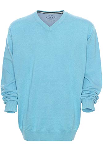 Kitaro Pullover Pulli V Ausschnitt Feinstrick Basic Herren Baumwolle, Farbe:hellblau, Herrengrößen:XXL von Kitaro