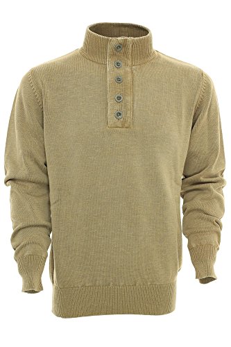 Kitaro Pullover Troyer Herren Langarm Baumwolle Plusgröße, Farbe:beige;Herrengrößen:3 XL von Kitaro