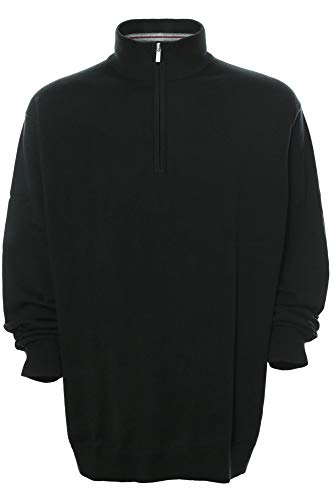 Kitaro Pullover Troyer Strick Pulli Knit Zip Herren Langarm Baumwolle Basic, Farbe:schwarz, Herrengrößen:6XL von Kitaro