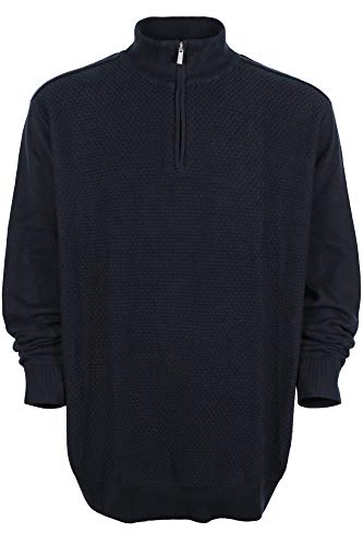Kitaro Pullover Troyer Strick Pulli Stehkragen Baumwolle Knit Zip Herren, Farbe:dunkelblau, Herrengrößen:4XL von Kitaro