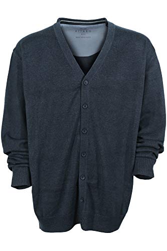 Kitaro Strickjacke Cardigan Strick Feinstrick Herren Baumwolle, Farbe:Marine (Navy), Herrengrößen:XXL von Kitaro