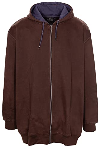 Kitaro Sweatjacke Kapuzenjacke Hoody Sweatshirt Herren Basic, Farbe:Dunkelbraun, Herrengrößen:4XL von Kitaro