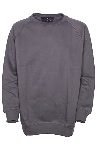 Kitaro Sweatshirt Sweat Shirt Herren Rundhals Baumwolle Basic, Farbe:dunkelgrau, Herrengrößen:4XL von Kitaro