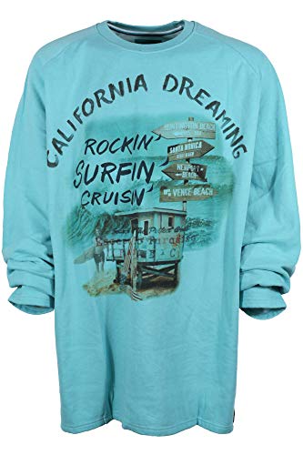 Kitaro Sweatshirt Sweat Shirt Rundhals Herren Extra Lang Tall, Farbe:türkis, Herrengrößen:3XT von Kitaro
