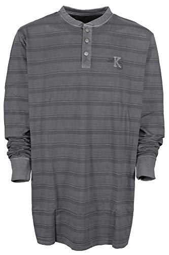 Kitaro T Shirt Longsleeve Langarm Herren Kragen Henley Baumwolle Extra Lang Tall, Farbe:grau, Herrengrößen:MT Kitaro T Shirt Longsleeve Langarm Herren Kragen Henley Baumwolle Extra Lang Tall, Farbe:grau, Herrengrößen:MT von Kitaro