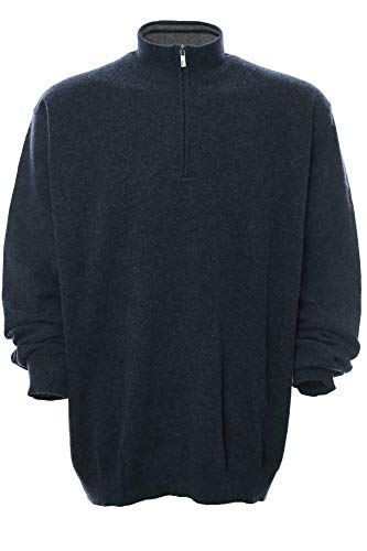 Kitaro Troyer Pullover Wolle Pulli Strick Knit Zip Herren Langarm Plusgröße, Farbe:dunkelblau, Herrengrößen:4XL von Kitaro