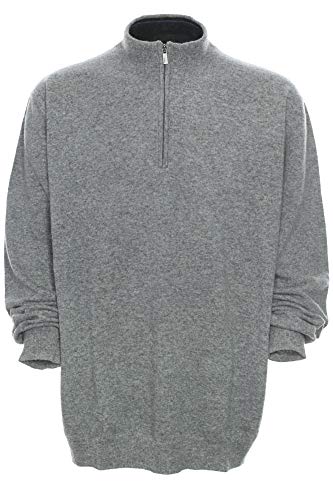 Kitaro Troyer Pullover Wolle Pulli Strick Knit Zip Herren Langarm Plusgröße, Farbe:grau, Herrengrößen:3XL von Kitaro
