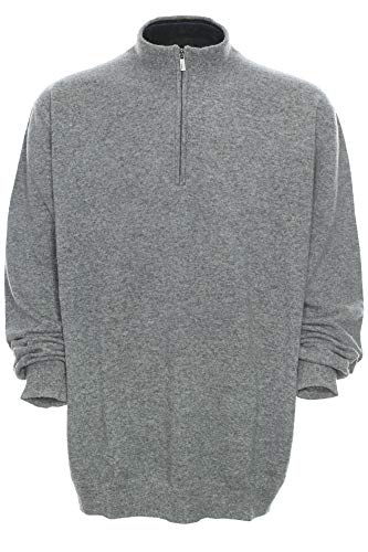 Kitaro Troyer Pullover Wolle Pulli Strick Knit Zip Herren Langarm Plusgröße, Farbe:grau, Herrengrößen:4XL von Kitaro