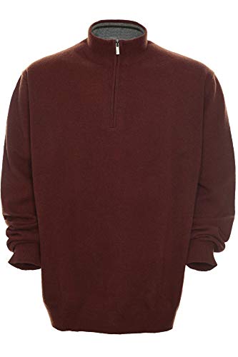 Kitaro Troyer Pullover Wolle Pulli Strick Knit Zip Herren Langarm Plusgröße, Herrengrößen:6XL, Farbe:rotbraun von Kitaro