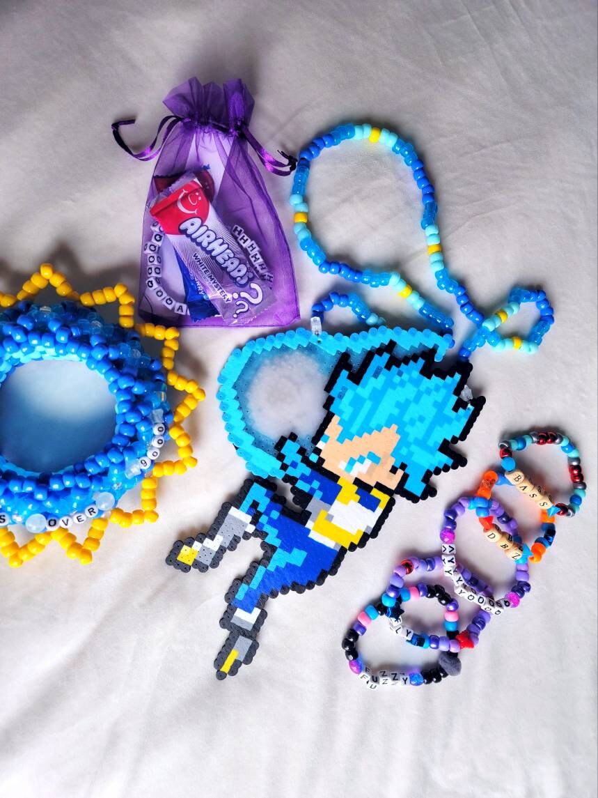 Vegeta Dragonball Z Perler Kandi Halskette Für Edm Musikfestival Und Rave-Party Personalisieren Sie Den Namen Passen Farben An Lichter Hinzufügen von KitasKandi