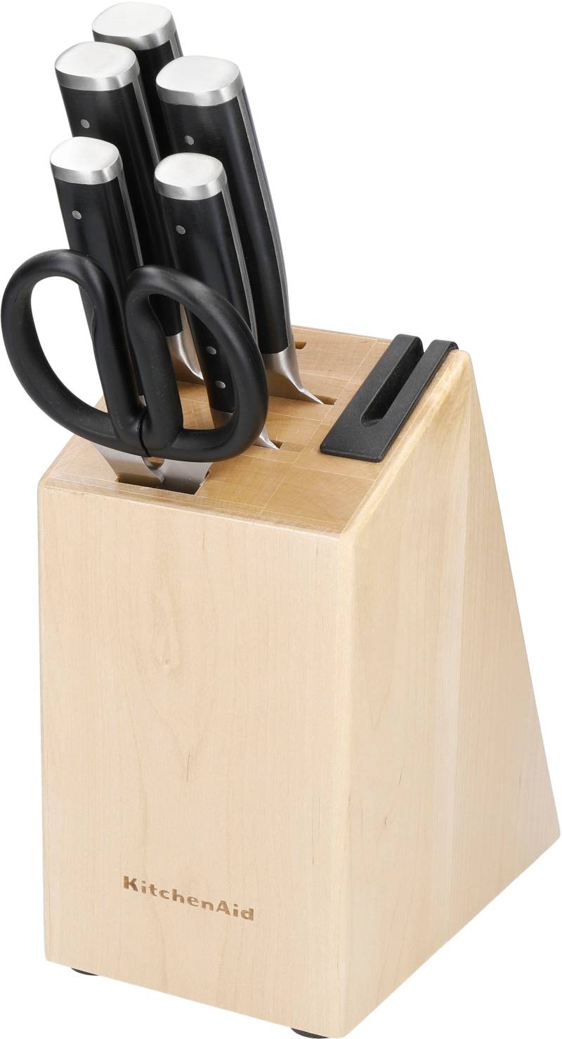 KitchenAid Messerblock "Classic" 6 Stk. Messer japanischer Kohlenstoffstahl, inkl. integrierter Messerschärfer von KitchenAid