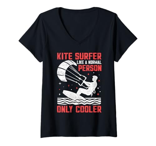 Damen Kite Surfer Like a Normal Person Only Cooler Kite Surfen T-Shirt mit V-Ausschnitt Damen Kite Surfer Like a Normal Person Only Cooler Kite Surfen T-Shirt mit V-Ausschnitt von Kite Surfing Gifts