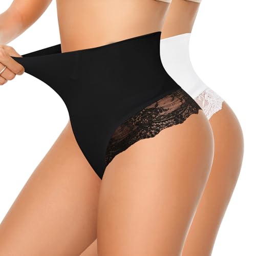 Kitfore Bauchweg Unterhose Damen Miederslips Shapewear Tanga Spitze String Slips Body Miederhose Formende Unterwäsche von Kitfore