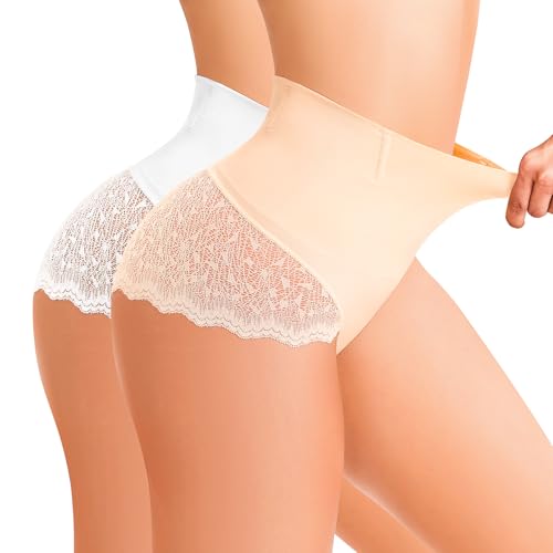 Kitfore Bauchweg Unterhose Damen Shapewear Miederslips Spitze Unterhosen Atmungsaktive Miederhose Formende Unterwäsche von Kitfore