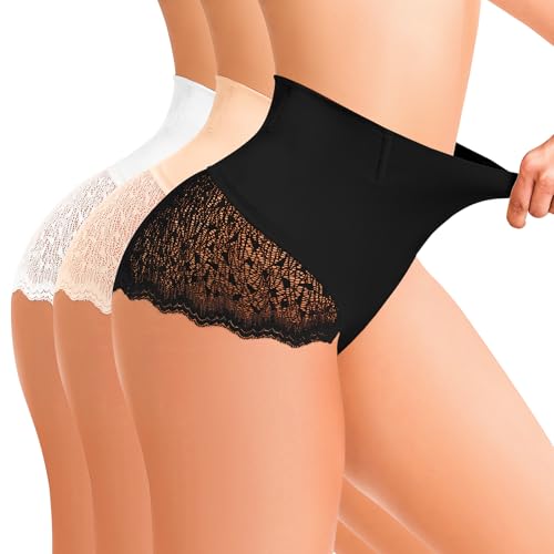 Kitfore Bauchweg Unterhose Damen Shapewear Miederslips Spitze Unterhosen Atmungsaktive Miederhose Formende Unterwäsche von Kitfore