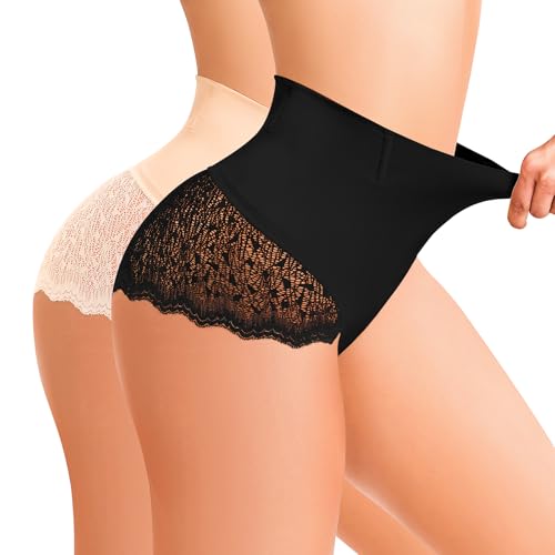 Kitfore Bauchweg Unterhose Damen Shapewear Miederslips Spitze Unterhosen Atmungsaktive Miederhose Formende Unterwäsche von Kitfore