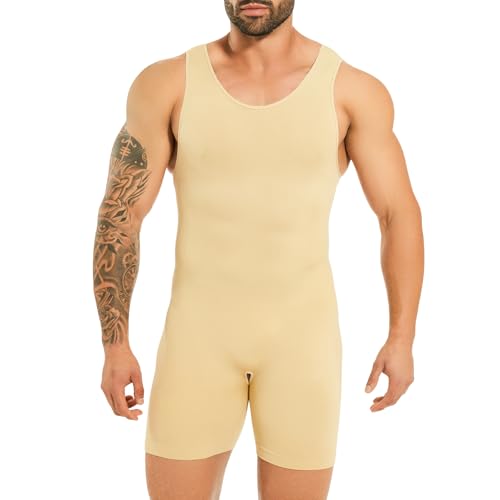 Kitfore Herren Shapewear Bodysuit Ganzkörper Shaper Seamless Bauchweg Kompressions Shirt Body Shaper Unterhemd mit Bein Shorts von Kitfore