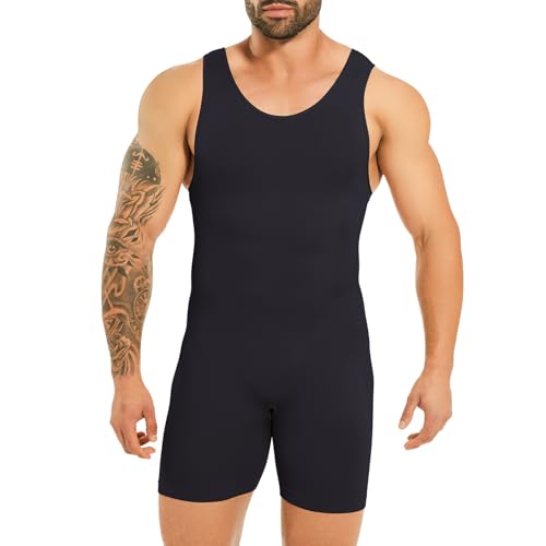 Kitfore Herren Shapewear Bodysuit Ganzkörper Shaper Seamless Bauchweg Kompressions Shirt Body Shaper Unterhemd mit Bein Shorts von Kitfore